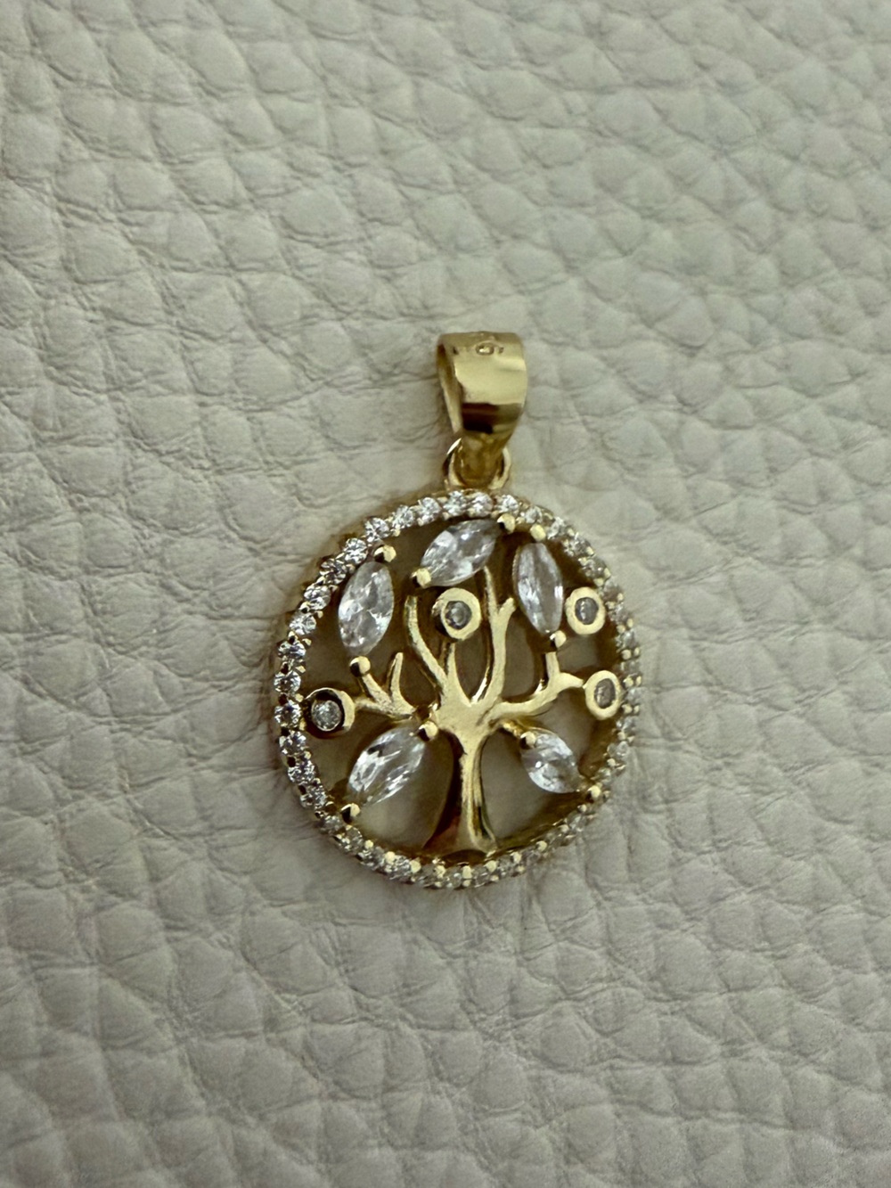14K Gold-Filled over Silver Tree of Life Pendant with Clear Stones